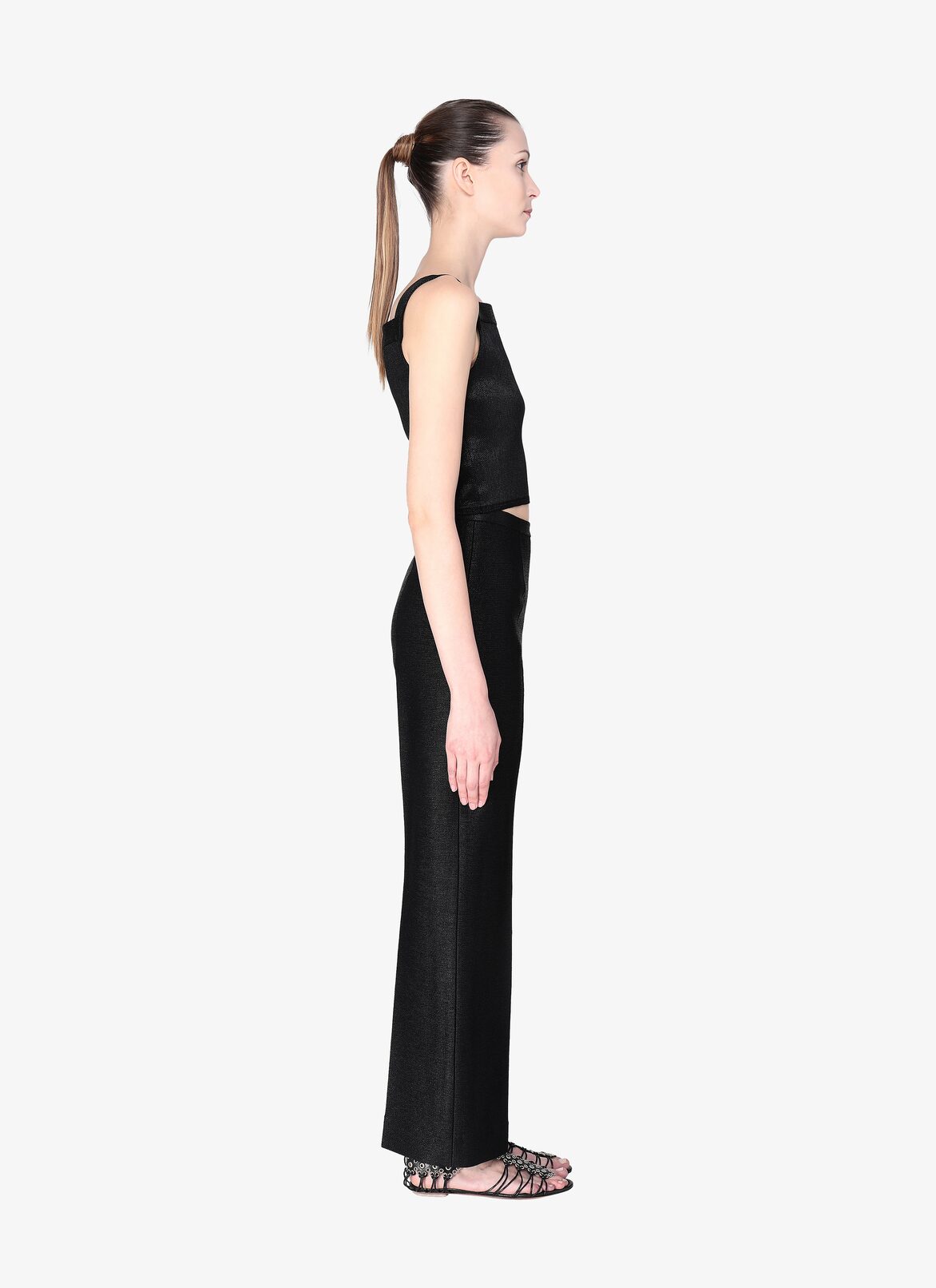 TOP SANS MANCHES RAFIA NOIR ALAÏA NOIR  TOP SANS MANCHES RAFIA NOIR